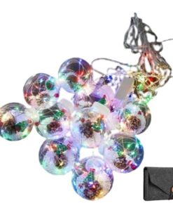10 Piece Christmas Ornaments ball copper wire lights-Multi color & Pouch