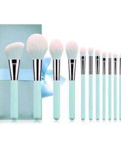 12 Piece Makeup Brush Set With Pouch - Turquoise