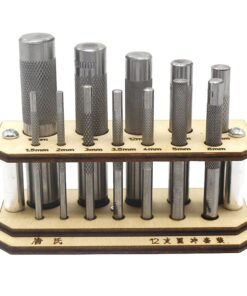 12 Piece Round Steel Hollow Punch Set With Wooden Holder