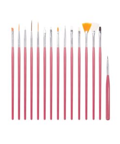 15 Piece Nail Art Painting Pen Brush - Pink
