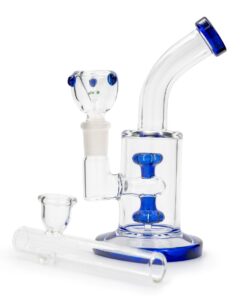15cm Glass Percolator Bong & 10cm [4inch] Glass Pipe - Blue