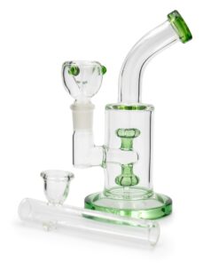 15cm Glass Percolator Bong & 10cm [4inch] Glass Pipe - Green