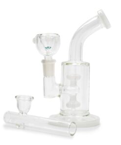 15cm Glass Percolator Bong & 10cm [4inch] Glass Pipe - White