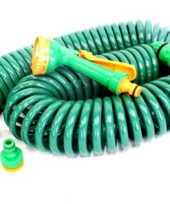 15m Coiled Garden Hose & Attachement Kit