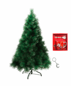 1.8m Green Christmas Pine Needle Tree, Mug with Spoon Gift Set and Keychain