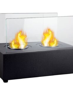 1green Double Burner Table Styled Ethanol Fireplace - Black