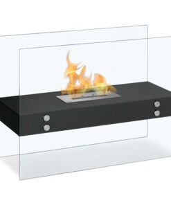1green Floating Glass Freestanding Bio-Ethanol Fireplace - Black