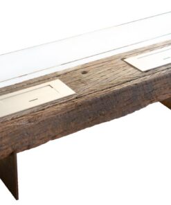 1Green Rustic Wooden Duo Floor Ethanol Fireplace