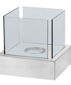 1green Square Table Style Bio-Ethanol Fireplace - Stainless Steel