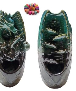 2 IN 1 Ceramic Dragon, Waterfall Backflow Incense Burner with 20 cones