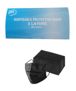 2 x Box of 50 - 3 Ply Disposable Mouth & Nose Face Mask with Ear Loop Black