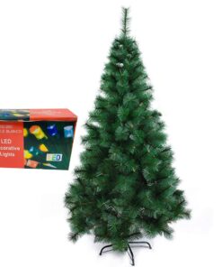 2.1m Pine Needle Artificial Christmas Tree & LED Decoration Lights