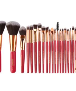 22 Piece Pro Powder Foundation Eyeshadow Makeup Brush Set-Red