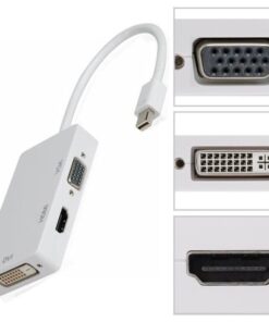 3 in 1 Mini Thunderbolt to HDMI, DVI, VGA Display Port Cable Adapter for Ap
