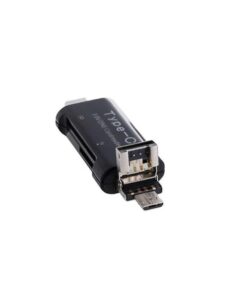 3-in-1 USB, Type-C, Micro USB: TF, SD OTG Card Reader for Android, PC - Black