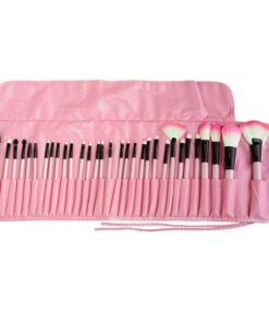 32 Piece Synthetic Hair Cosmetic Makeup Brush Set - Pink