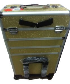 (4 in 1) Professional Makeup Cosmetics Rolling Box Trolley - Gold