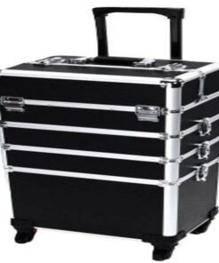 4 in 1 Professional Makeup Portable Cosmetics Travel Trolley - Black