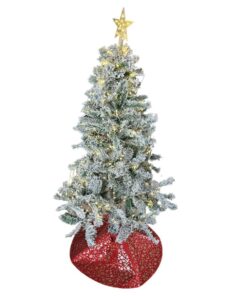 4 in 1 White Snow Christmas 180cm Christmas Tree-Lights-Tree Skirt-Star - Warm White