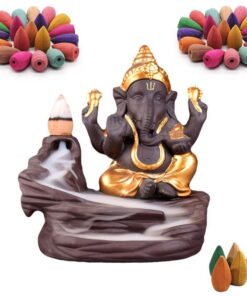 45 Backflow Incense Cones + Ganesha Back Flow Incense Burner 11cm