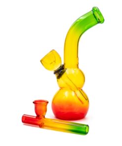 4inch Rasta Glass Pipe & Mini Bong Combo with glass filters