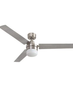 54' Industrial Fan With 3 Steel Blades, 1 Light Kit Stainless Steel