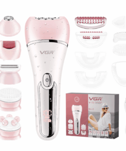 6-in-1 Professional Wet and Dry Lady Epilator Hair Remover Grooming Kit - Pink