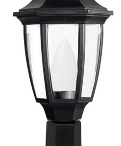 6 Panel Polypropylene Pillar Lantern with Beveled Clear Polycarbonate Cover - Black