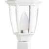 6 Panel Polypropylene Pillar Lantern with Beveled Clear Polycarbonate Cover - White