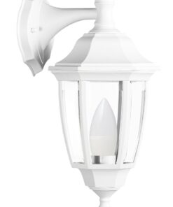 6 Panel Polypropylene Wall Lantern with Beveled Clear Polycarbonate Cover - White