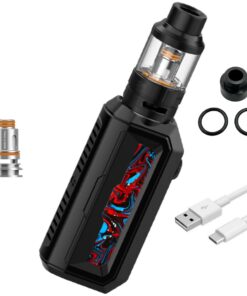 77W Mod Vape With 2 Coils, 4.5ml Tank, LED Display & 2 Batteries - Black