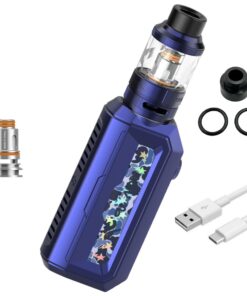 77W Mod Vape With 2 Coils, 4.5ml Tank, LED Display & 2 Batteries - Blue
