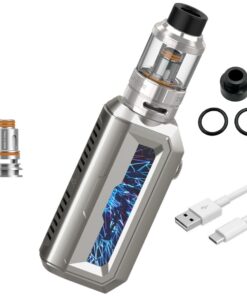 77W Mod Vape With 2 Coils, 4.5ml Tank, LED Display & 2 Batteries - Silver