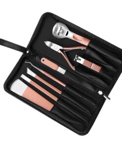 8-in-1 Stainless Steel Manicure Kit for Dead Skin Callus Removal - Rose Gold