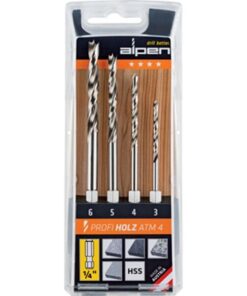 Alpen Hex Shank Set Hss for Wood 4 Piece 3 4 5 6mm