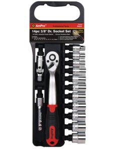 Ampro - 14 Piece Socket Set-Metric (8-19MM) - 3/8 Inch Drive