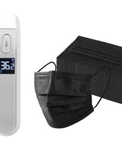 Andon Infrared Digital Thermometer & 500x Black Disposable Face Cover Masks
