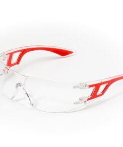 Atlantic Conversions - Safety Glasses Sporty Cool Red Frame Spectacle Clear Lenses