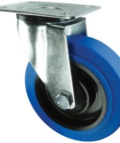 Atlas Swivel Plate 125Mm Blue Rubber Tyre