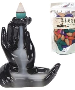 Back Flow Incense Burner - Goddess Hand + 50 Floral Scented Backflow Cones