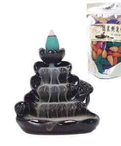 Back Flow Incense Burner - Lotus Stand + 50 Floral Scented Backflow Cones