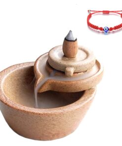 Backflow Incense Burner Stonemill & Evil Eye Bracelet Peace Bundle