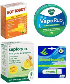 Basic Flu Combo - Lozenges + Nasal Inhaler + VapoRub and Soothing Hot Drink