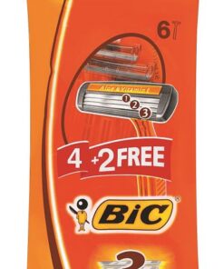 BIC 3 Sensitive Men's Triple Disposable Shaver for Men, Pack of 4+2