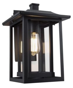 Black Down Facing Aluminium Lantern with Clear Glass