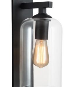 Black Down Facing Metal Lantern with Clear Glass