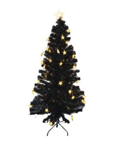 Black Fibre Optic Midnight Star Artificial Christmas Tree (180CM)