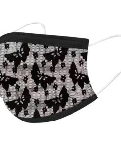Black & White Lace - Disposable 3 Ply Face Mask with Nose Piece