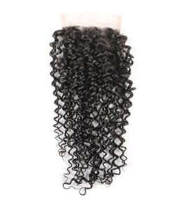 Blkt 14 inches Human Hair Kinky Curl 4X4 Three Parts Closure