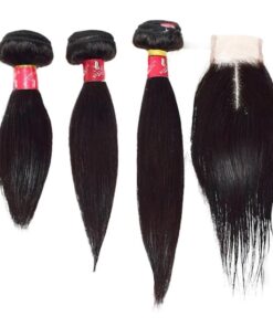 Blkt 18"+20"+22" inches Human Hair Weave and Free Closure Value Pack
